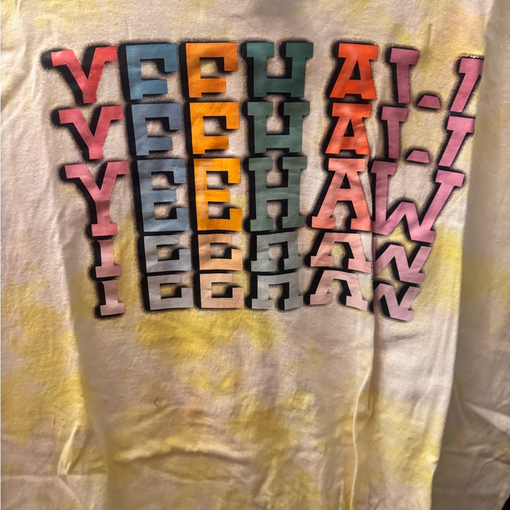 Gildan White Tee with Multicolor Yeehaw Design